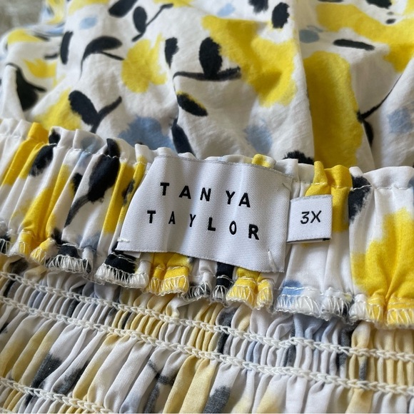 TANYA TAYLOR Lyla Floral Yellow Multi Cotton Smocked Midi Skirt NWOT Size 3X - Picture 8 of 11